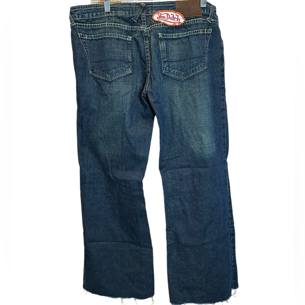 Women's‎ Von Dutch Y2K Bootcut Jeans Back Patch sz 36 raw seams vintage